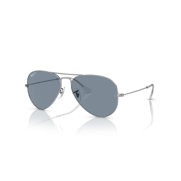 Ray-Ban Aviator Metal Large saulesbrilles | Polarized | Silver - Blue