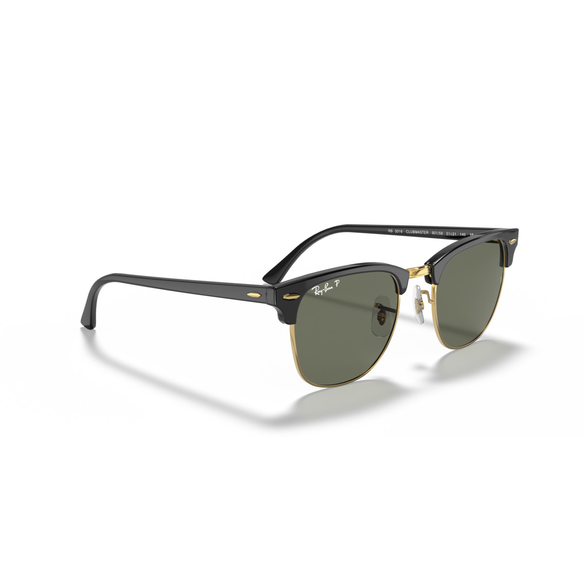 Ray-Ban Clubmaster Classic saulesbrilles | Polarised | Black & Gold - G-15 Green