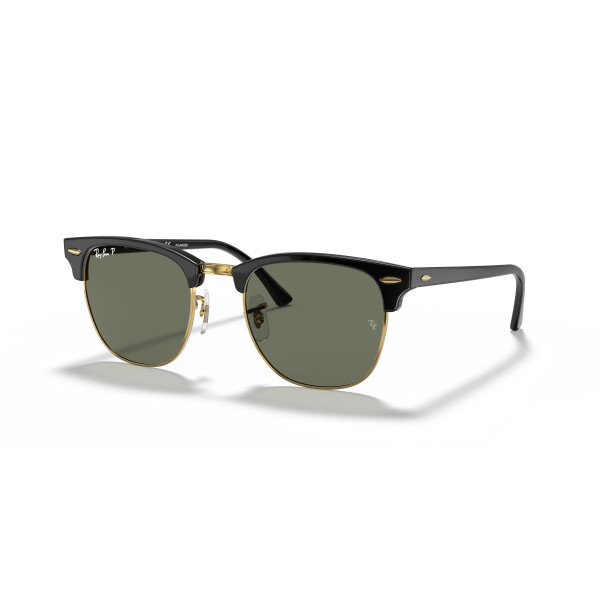 Ray-Ban Clubmaster Classic saulesbrilles | Polarised | Black & Gold - G-15 Green