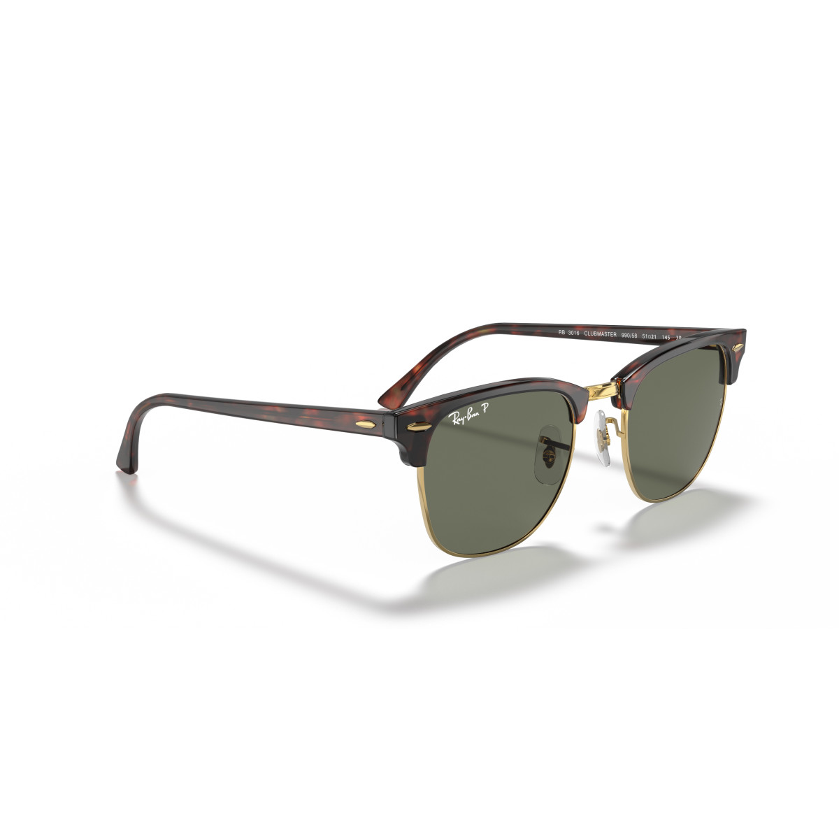 Ray-Ban Clubmaster Classic saulesbrilles | Polarised | Tortoise On Gold - G-15 Green