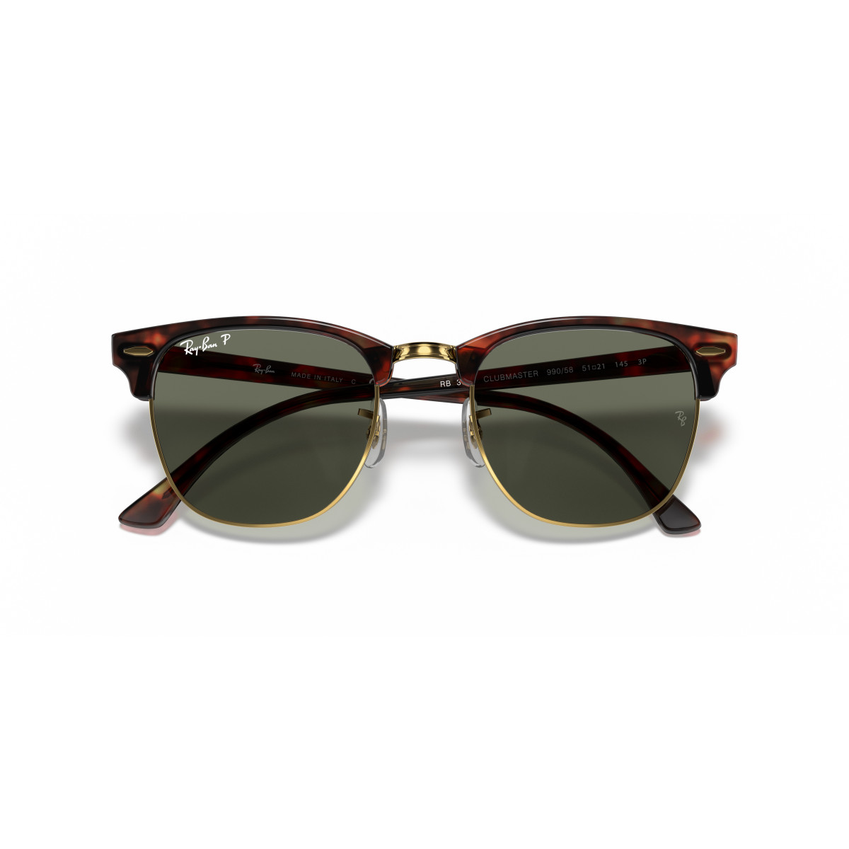 Ray-Ban Clubmaster Classic saulesbrilles | Polarised | Tortoise On Gold - G-15 Green