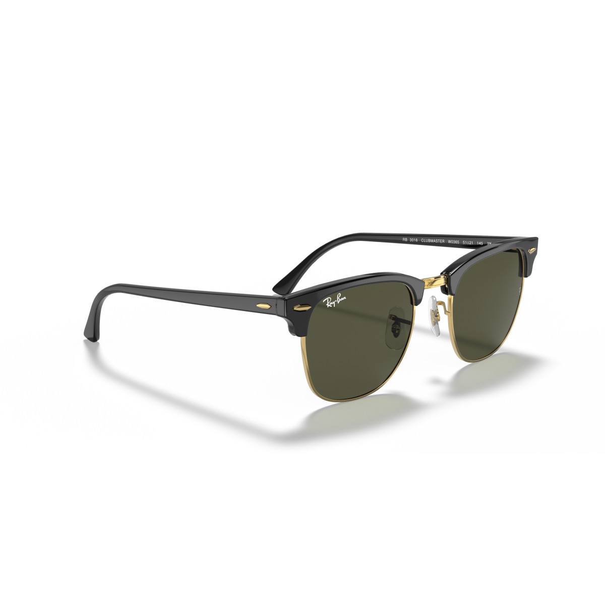 Ray-Ban Clubmaster Classic saulesbrilles | Black On Gold - G-15 Green