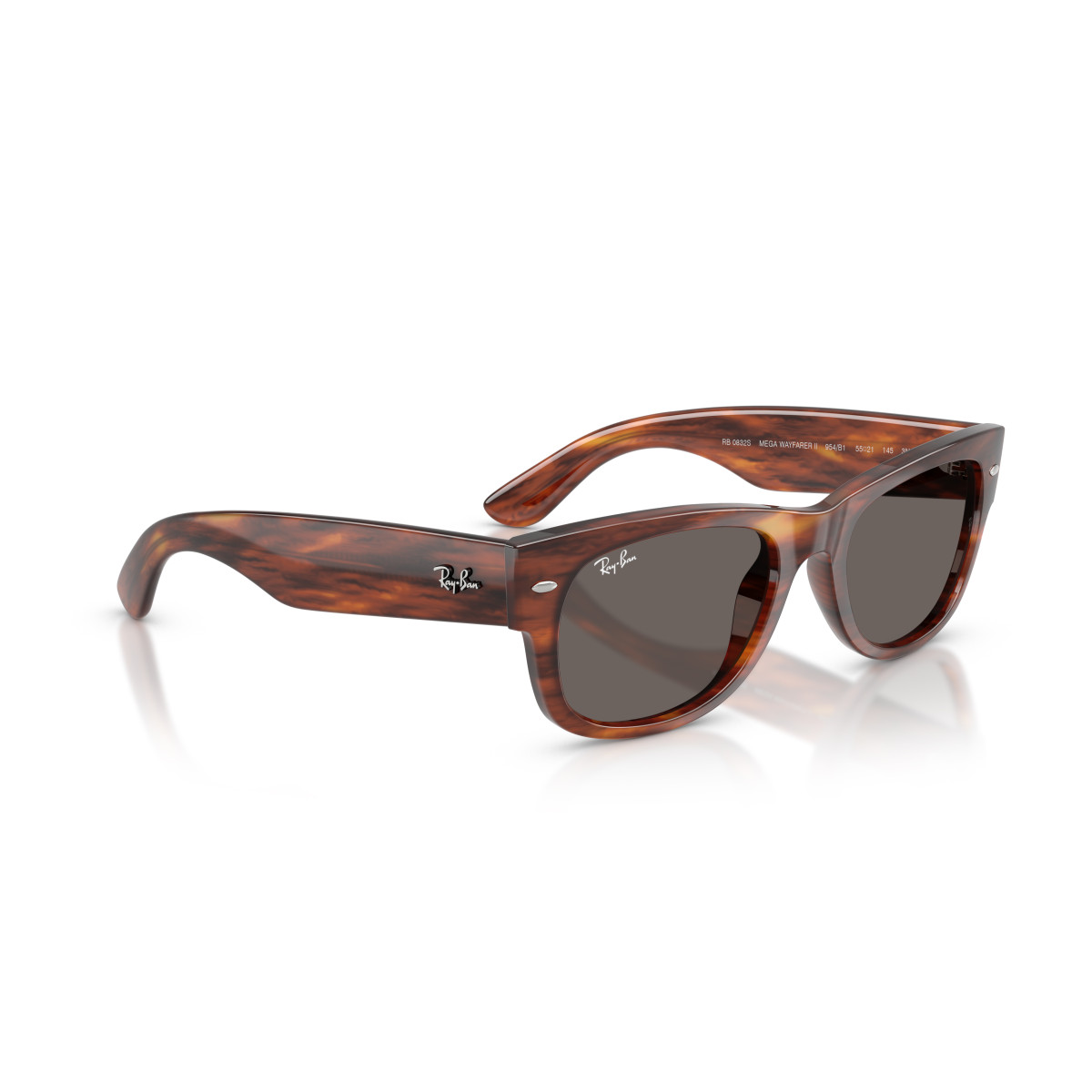 Ray-Ban Mega Wayfarer II saulesbrilles | Striped Havana - Dark Grey