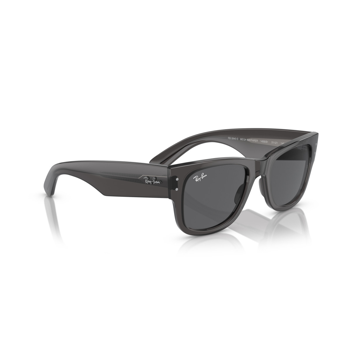 Ray-Ban Mega Wayfarer saulesbrilles | Transparent Black - Dark Grey