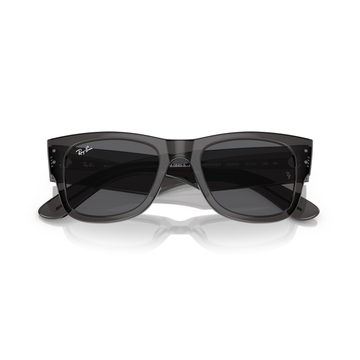 Ray-Ban Mega Wayfarer saulesbrilles | Transparent Black - Dark Grey
