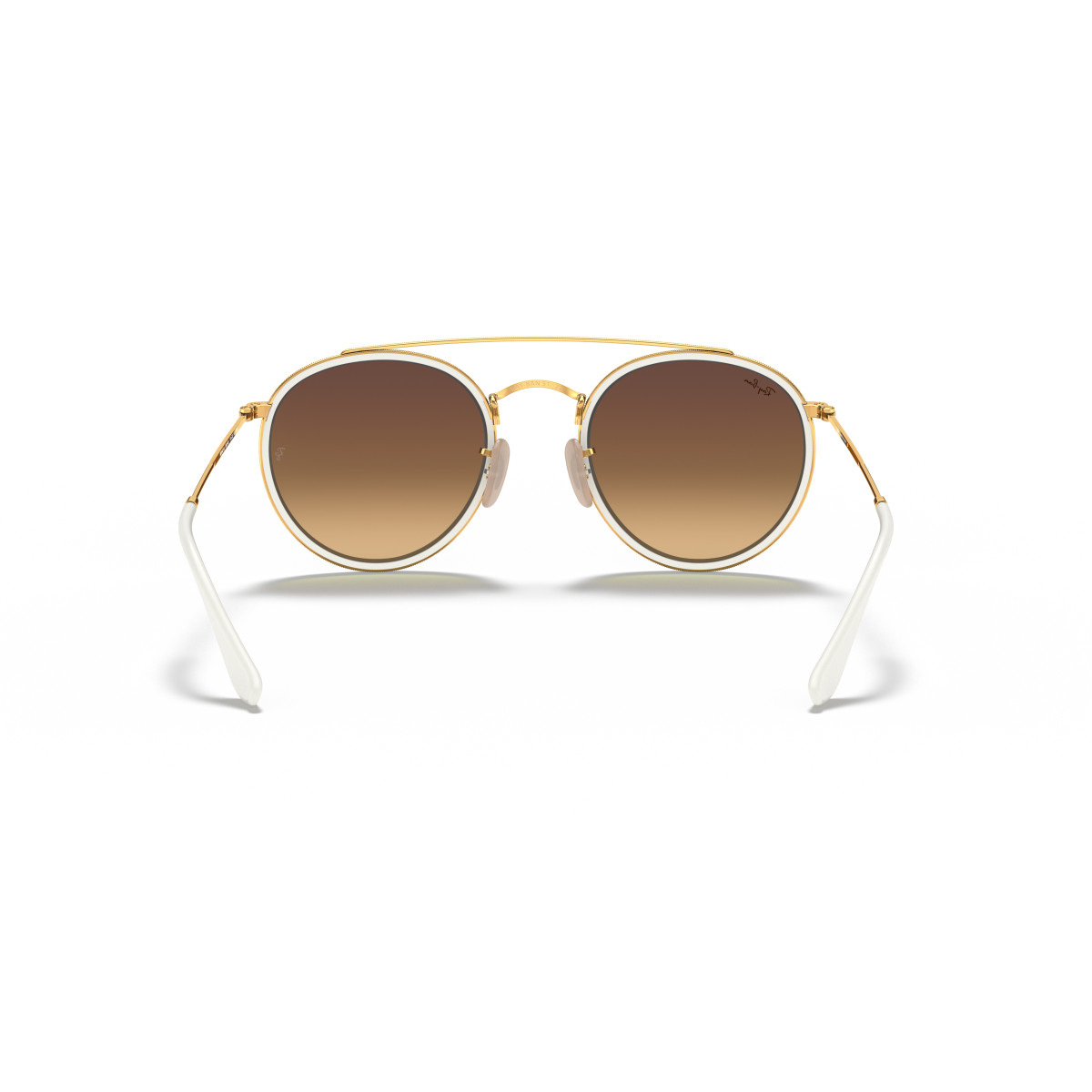 Ray-Ban Round Double Bridge saulesbrilles | Polished Arista Gold - Blue Flash