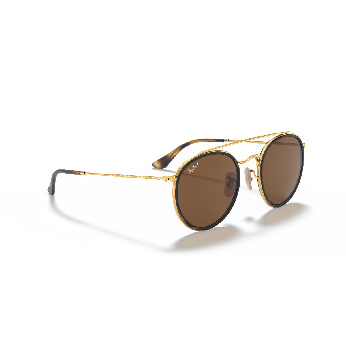Ray-Ban Round Double Bridge saulesbrilles | Polarized | Arista Gold - Brown