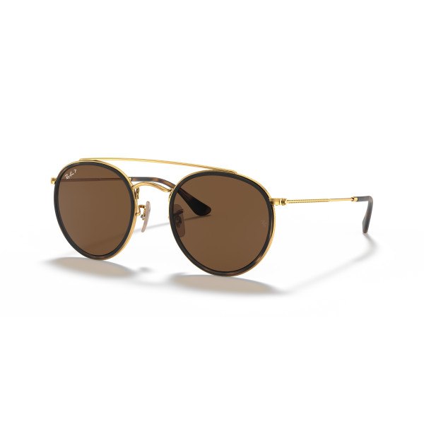 Ray-Ban Round Double Bridge saulesbrilles | Polarized | Arista Gold - Brown