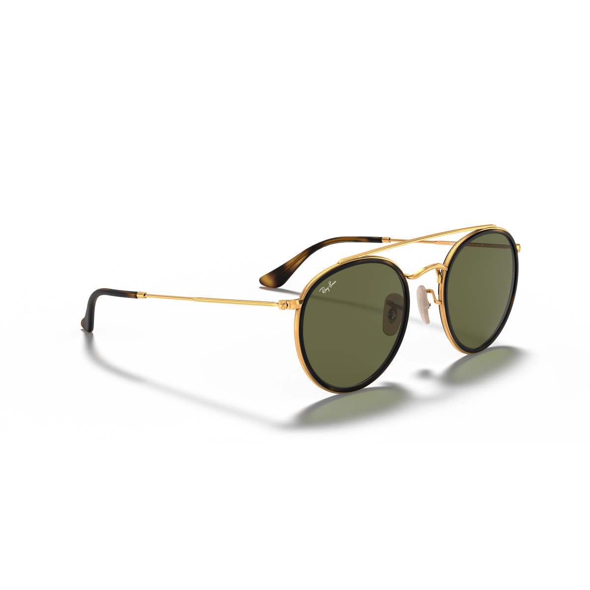 Ray-Ban Round Double Bridge saulesbrilles | Arista Gold - G-15 Green