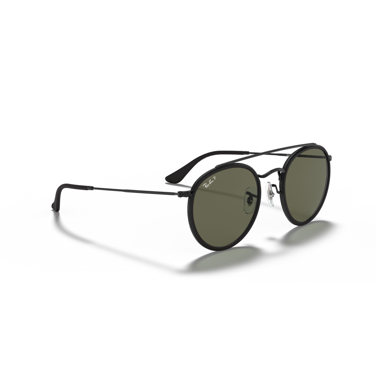 Ray-Ban Round Double Bridge saulesbrilles | Polarised | Black - G-15 Green