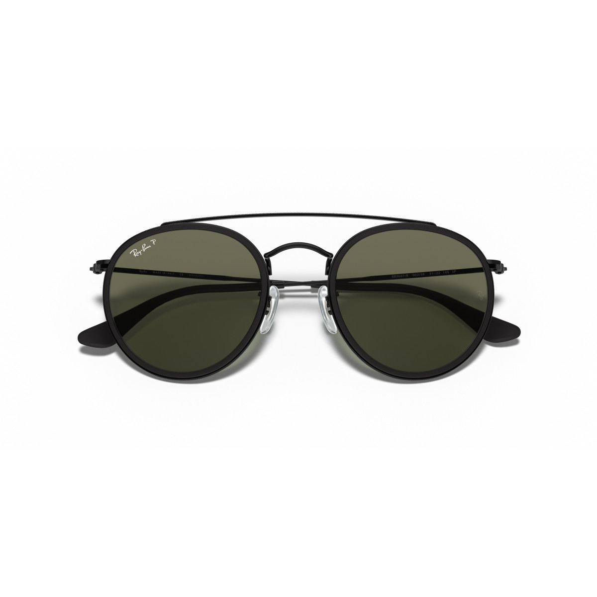 Ray-Ban Round Double Bridge saulesbrilles | Polarised | Black - G-15 Green