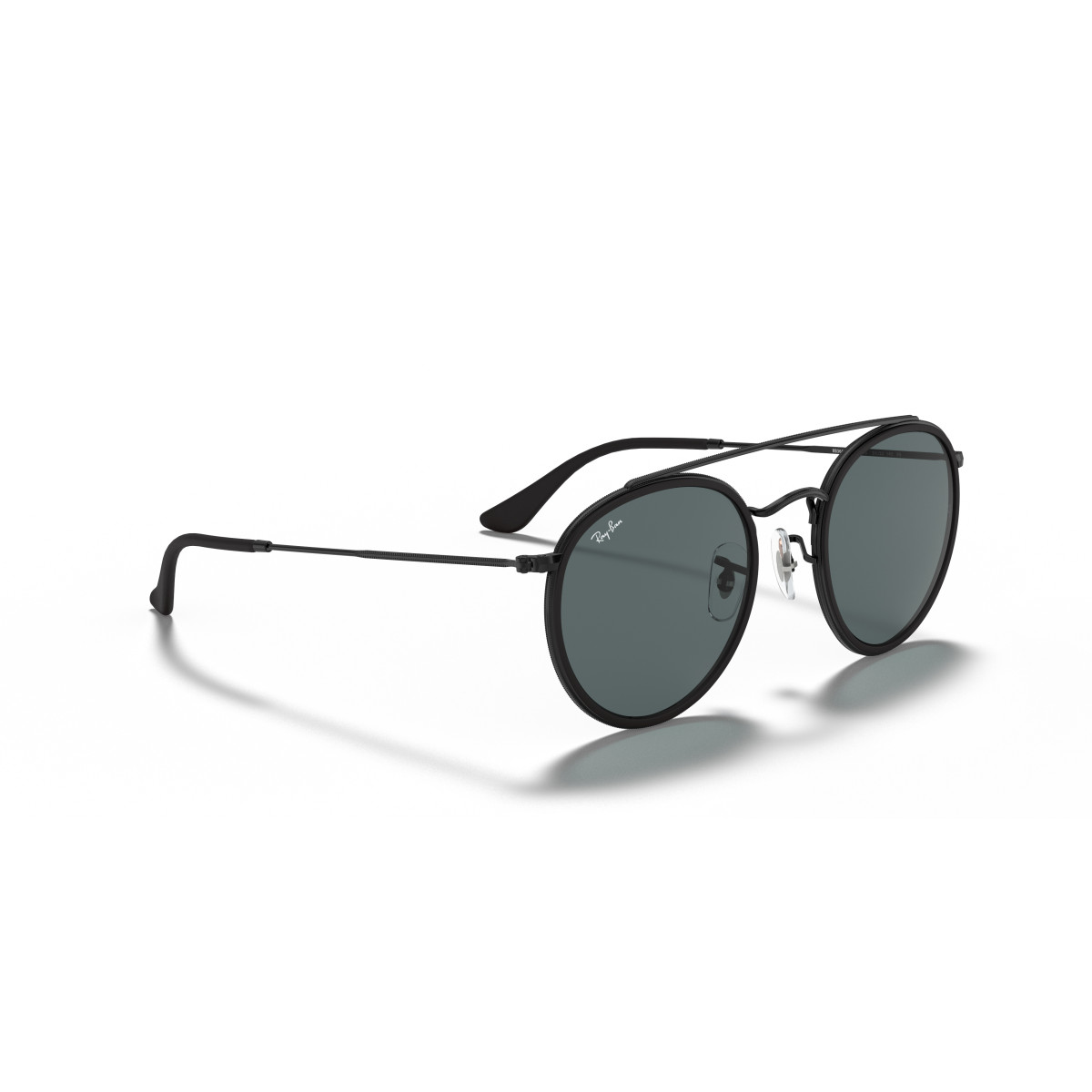 Ray-Ban Round Double Bridge saulesbrilles | Black - Blue Grey