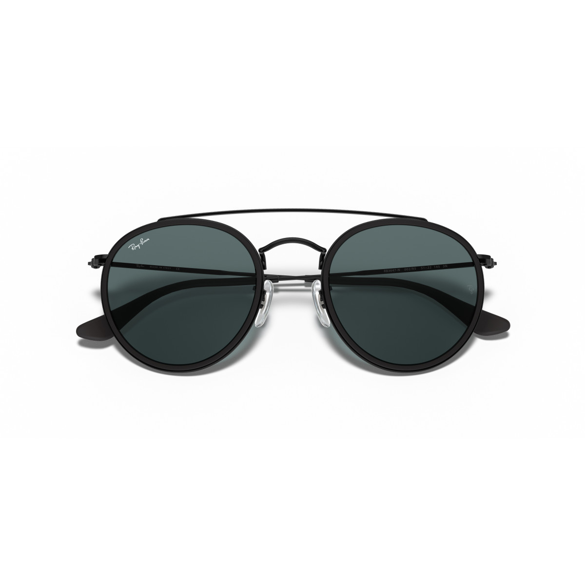 Ray-Ban Round Double Bridge saulesbrilles | Black - Blue Grey