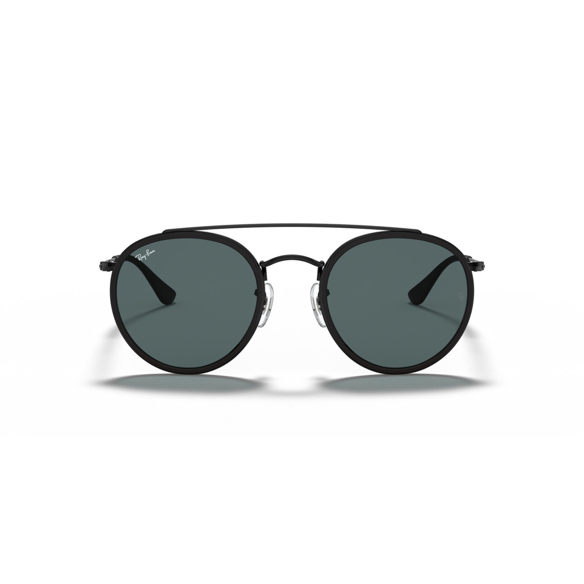 Ray-Ban Round Double Bridge saulesbrilles | Black - Blue Grey