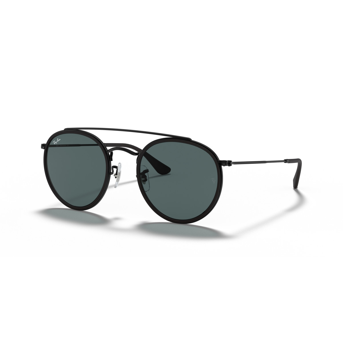 Ray-Ban Round Double Bridge saulesbrilles | Black - Blue Grey