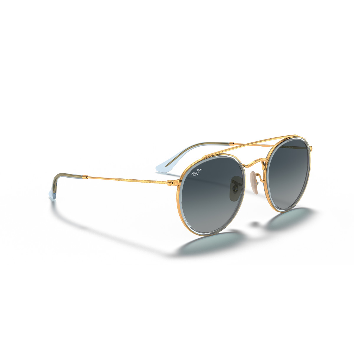 Ray-Ban Round Double Bridge saulesbrilles | Arista Gold - Blue Gradient