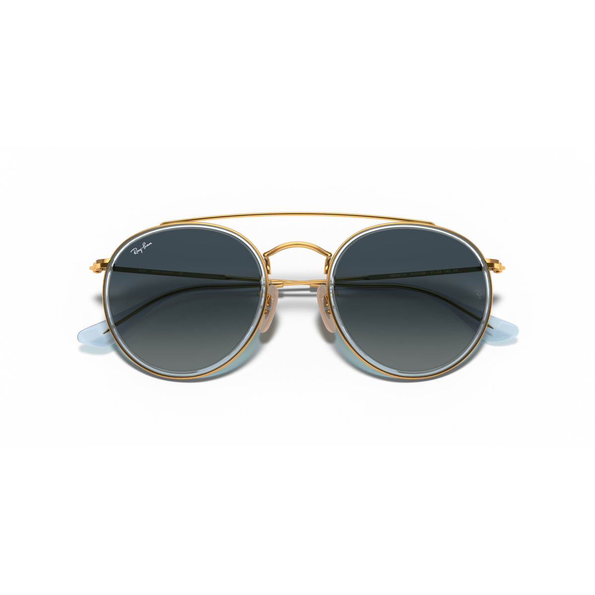 Ray-Ban Round Double Bridge saulesbrilles | Arista Gold - Blue Gradient