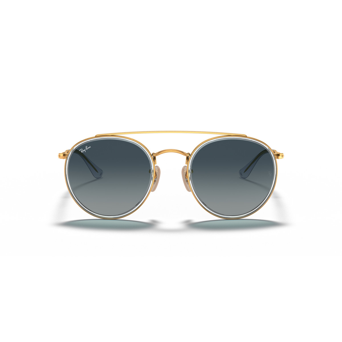 Ray-Ban Round Double Bridge saulesbrilles | Arista Gold - Blue Gradient