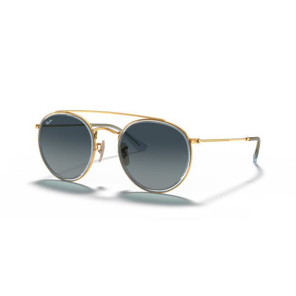 Ray-Ban Round Double Bridge saulesbrilles | Arista Gold - Blue Gradient