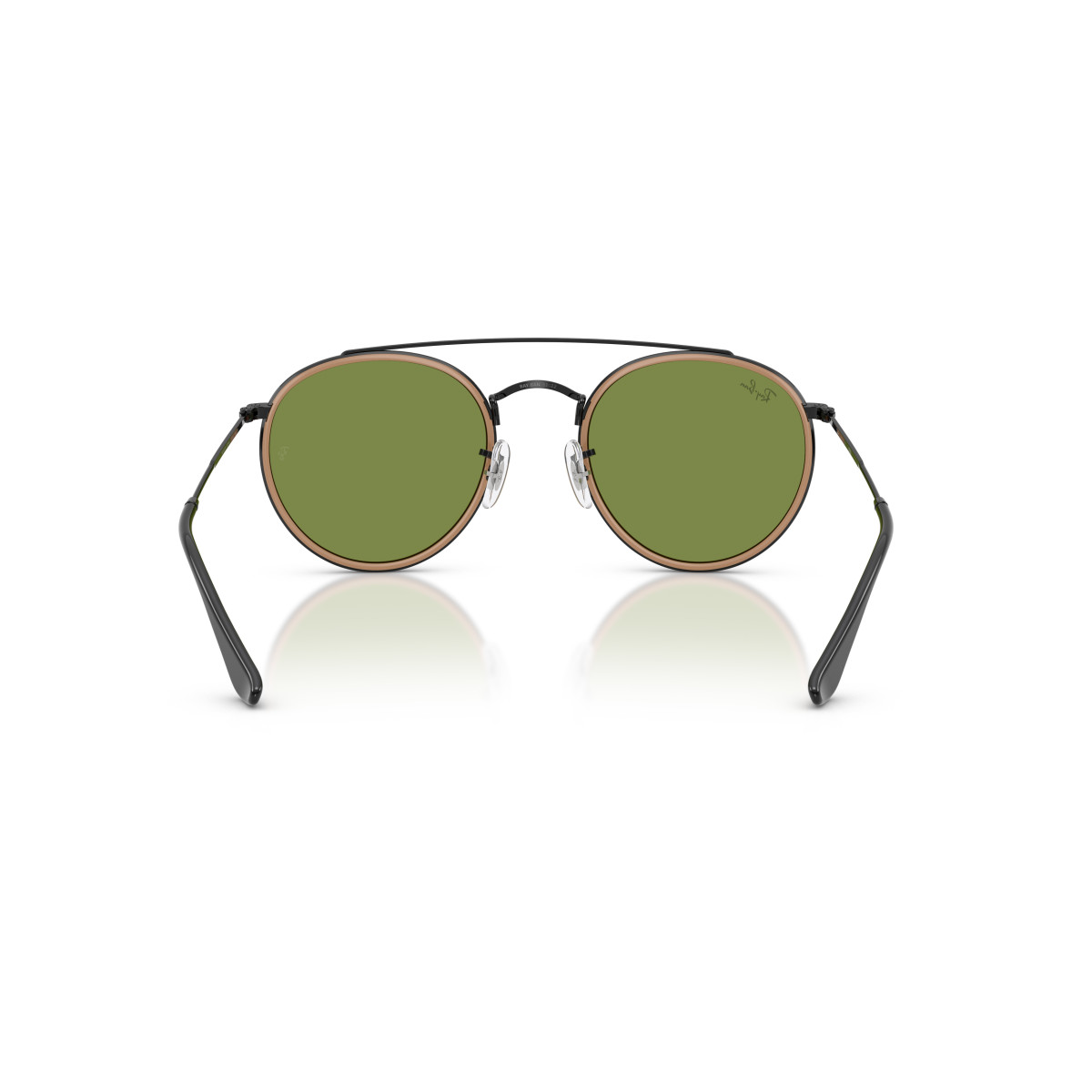 Ray-Ban Round Double Bridge saulesbrilles | Black - Brown Green