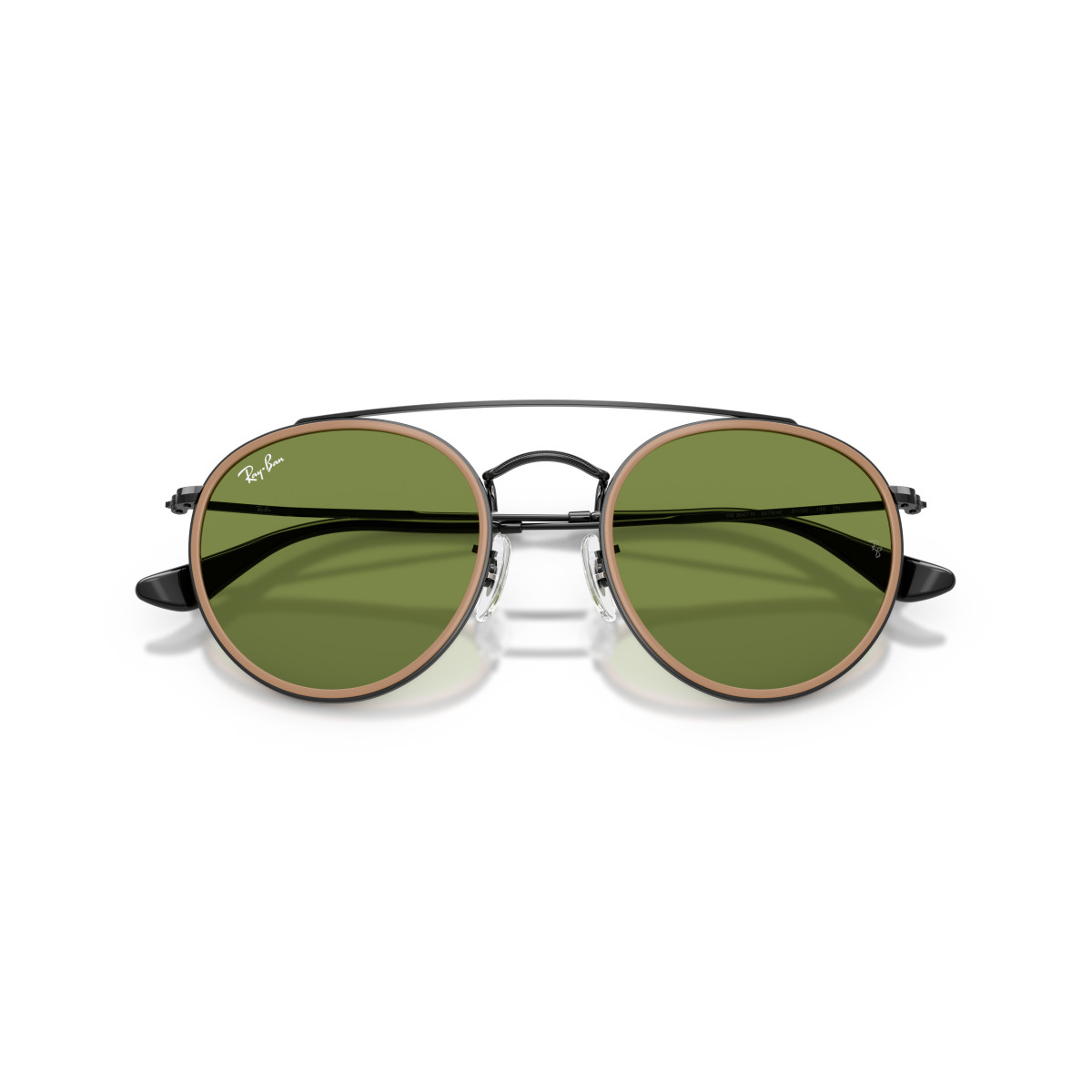 Ray-Ban Round Double Bridge saulesbrilles | Black - Brown Green