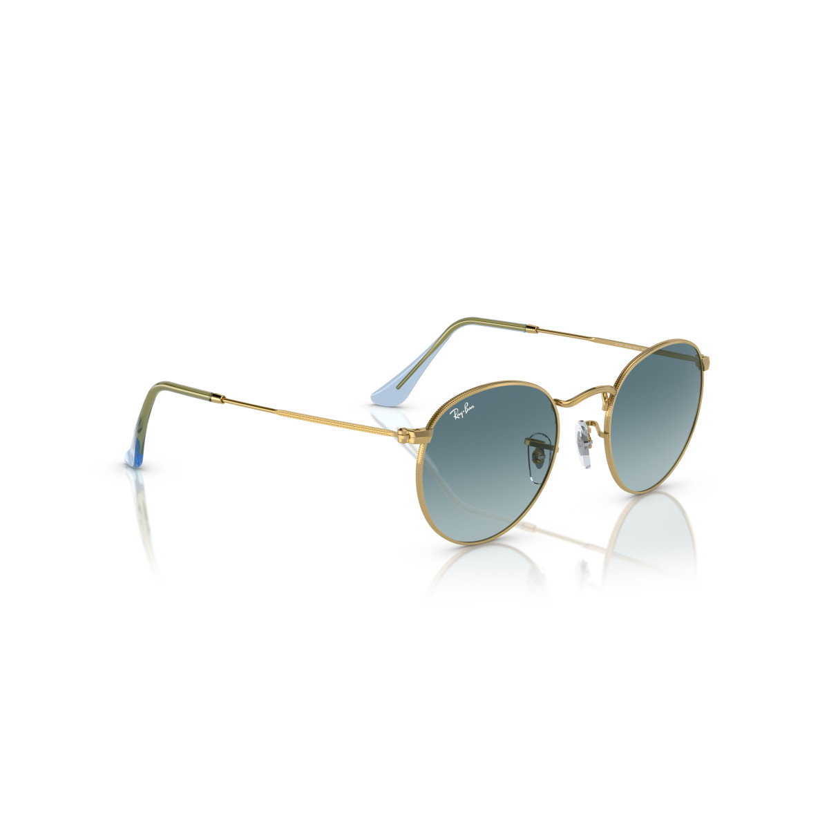 Ray-Ban Round Metal Large saulesbrilles | Gold - Blue
