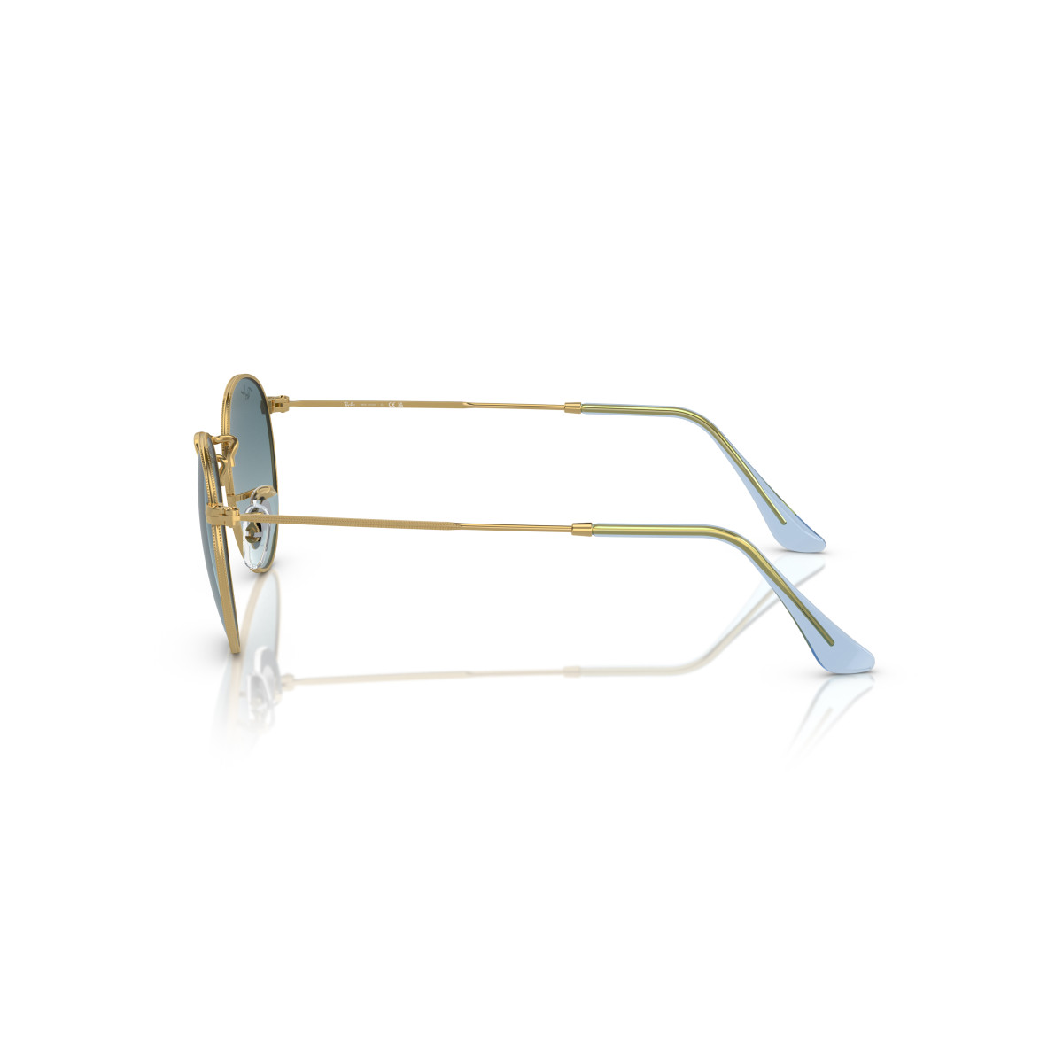 Ray-Ban Round Metal Large saulesbrilles | Gold - Blue