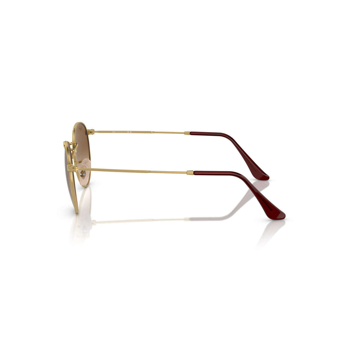Ray-Ban Round Metal Large saulesbrilles | Gold - Brown