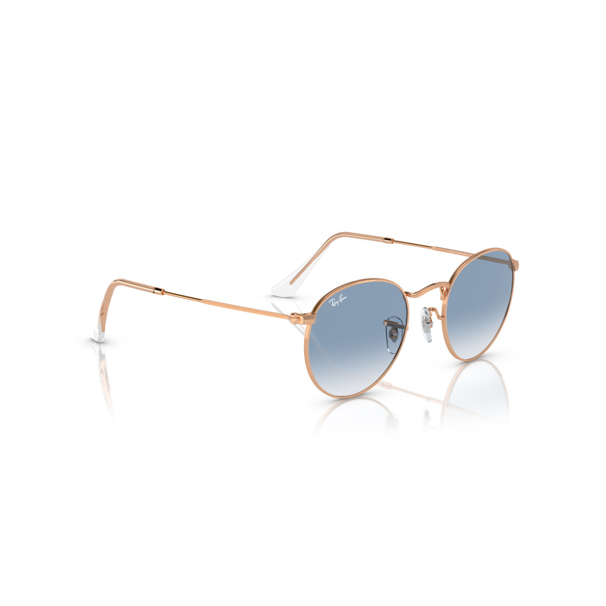 Ray-Ban Round Metal Large saulesbrilles | Rose Gold - Clear & Blue