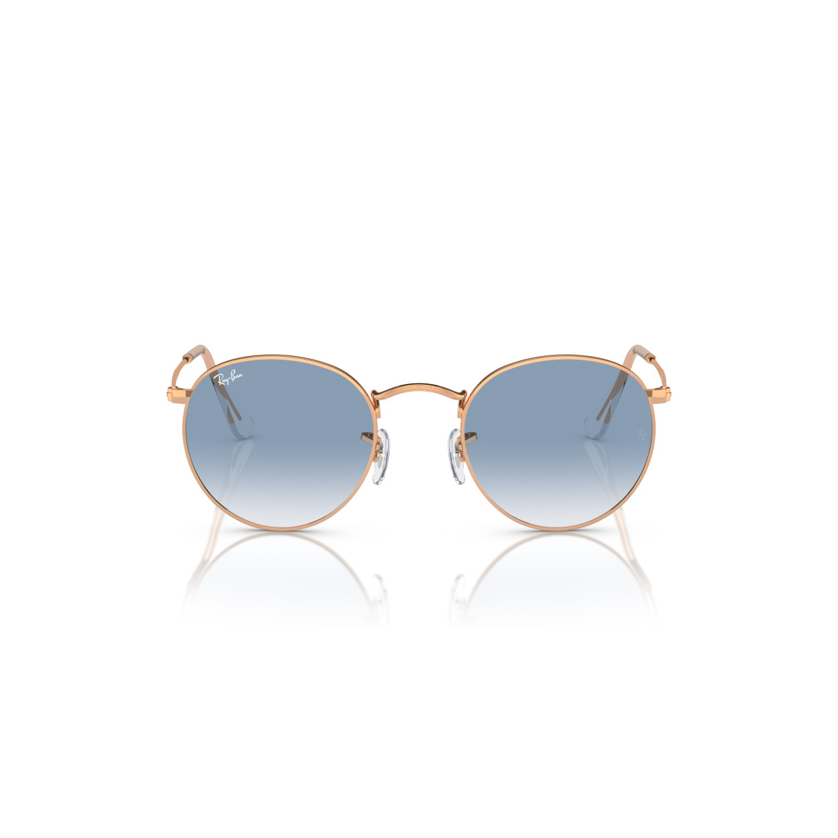 Ray-Ban Round Metal Large saulesbrilles | Rose Gold - Clear & Blue