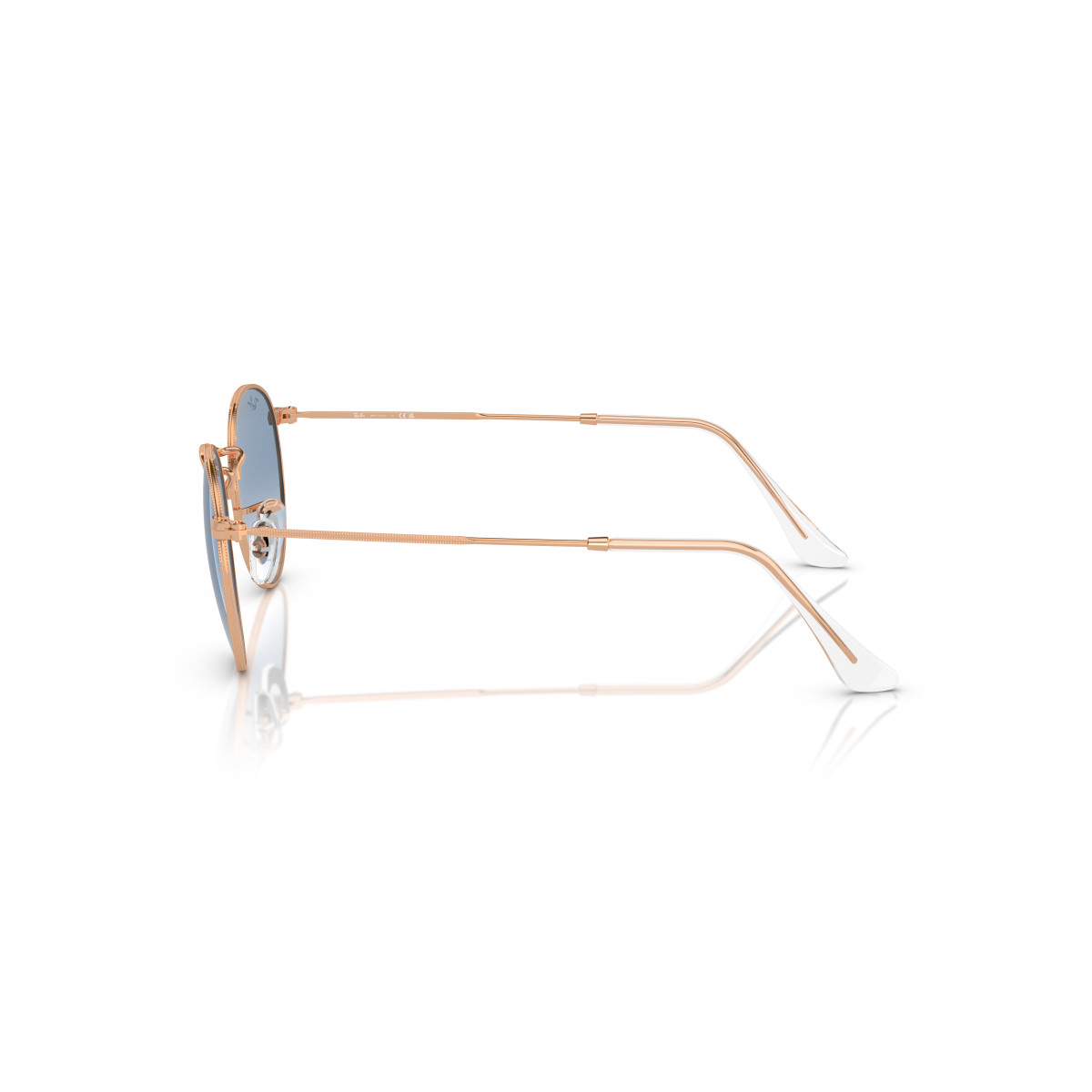 Ray-Ban Round Metal Large saulesbrilles | Rose Gold - Clear & Blue