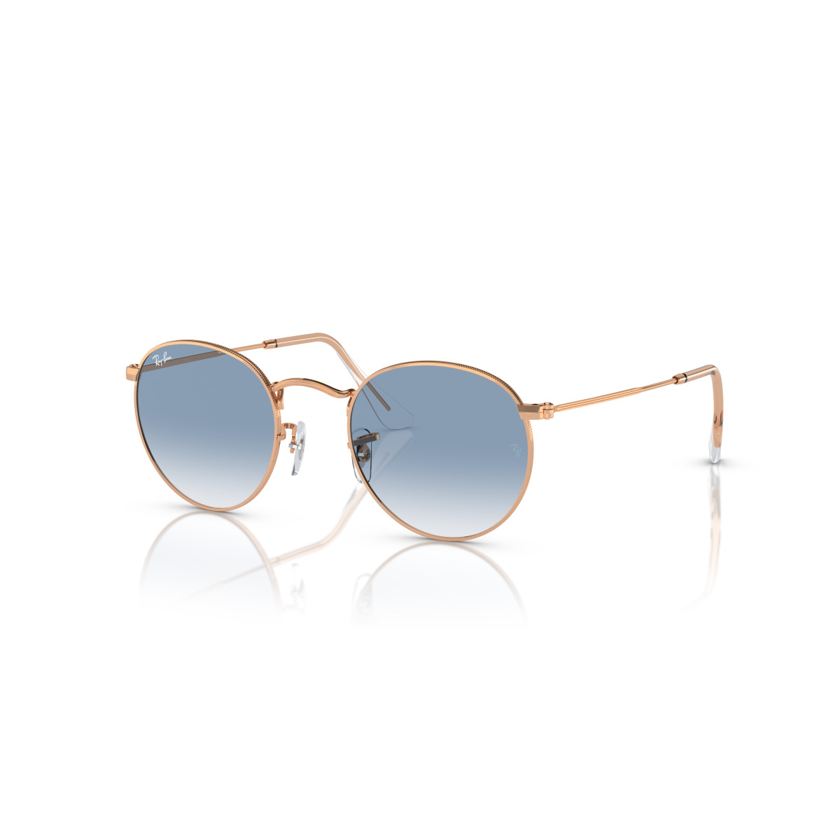 Ray-Ban Round Metal Large saulesbrilles | Rose Gold - Clear & Blue