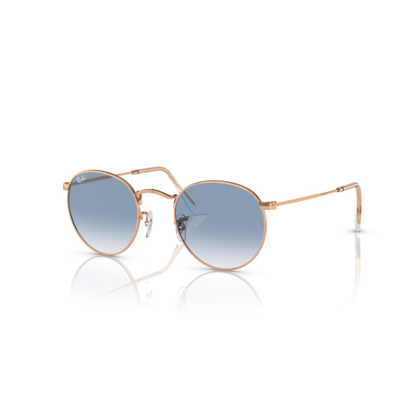 Ray-Ban Round Metal Large saulesbrilles | Rose Gold - Clear & Blue