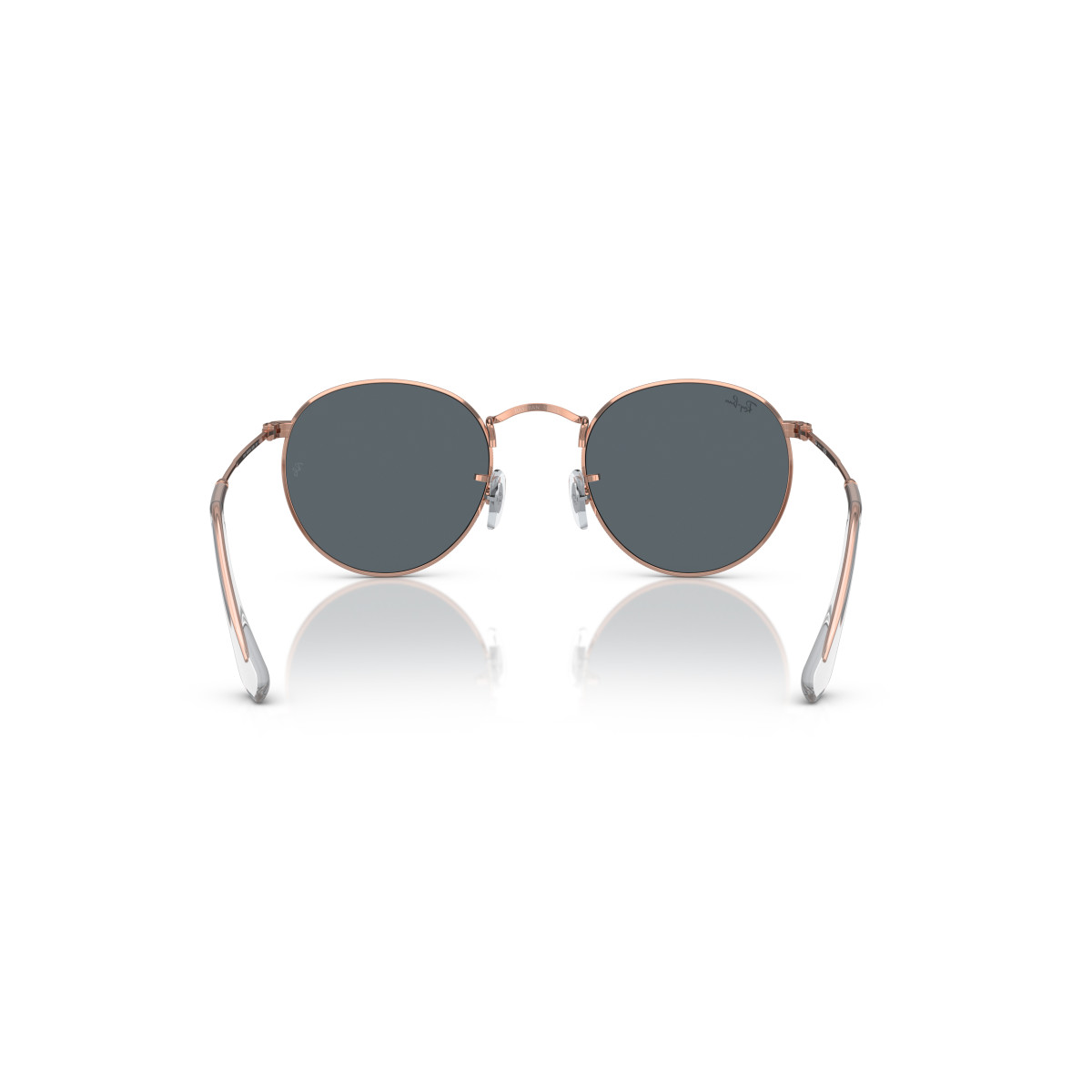 Ray-Ban Round Metal Large saulesbrilles | Rose Gold - Blue