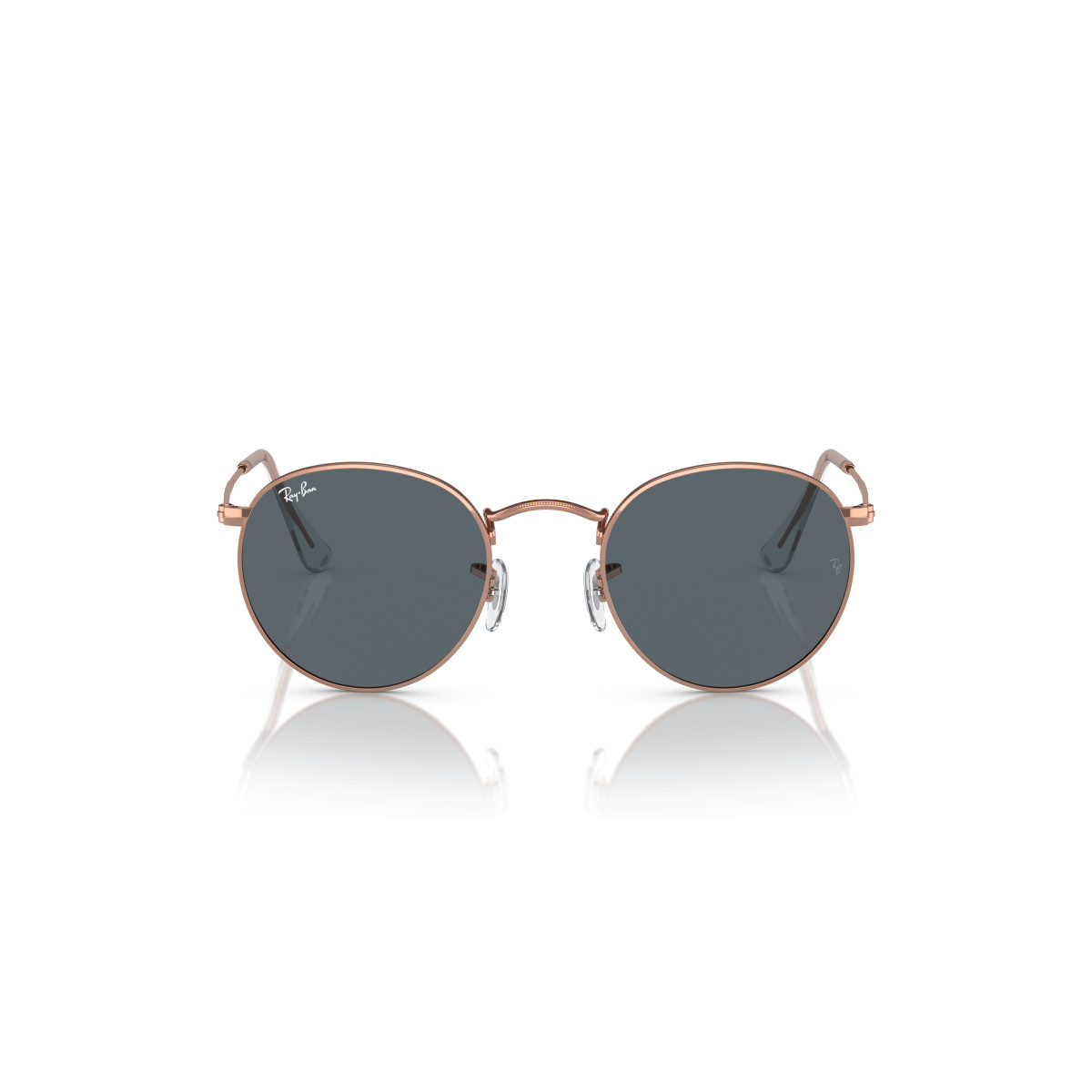 Ray-Ban Round Metal Large saulesbrilles | Rose Gold - Blue
