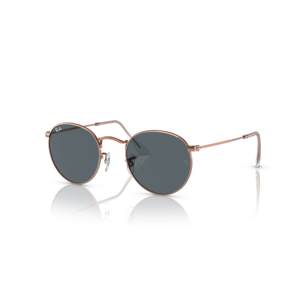 Ray-Ban Round Metal Large saulesbrilles | Rose Gold - Blue