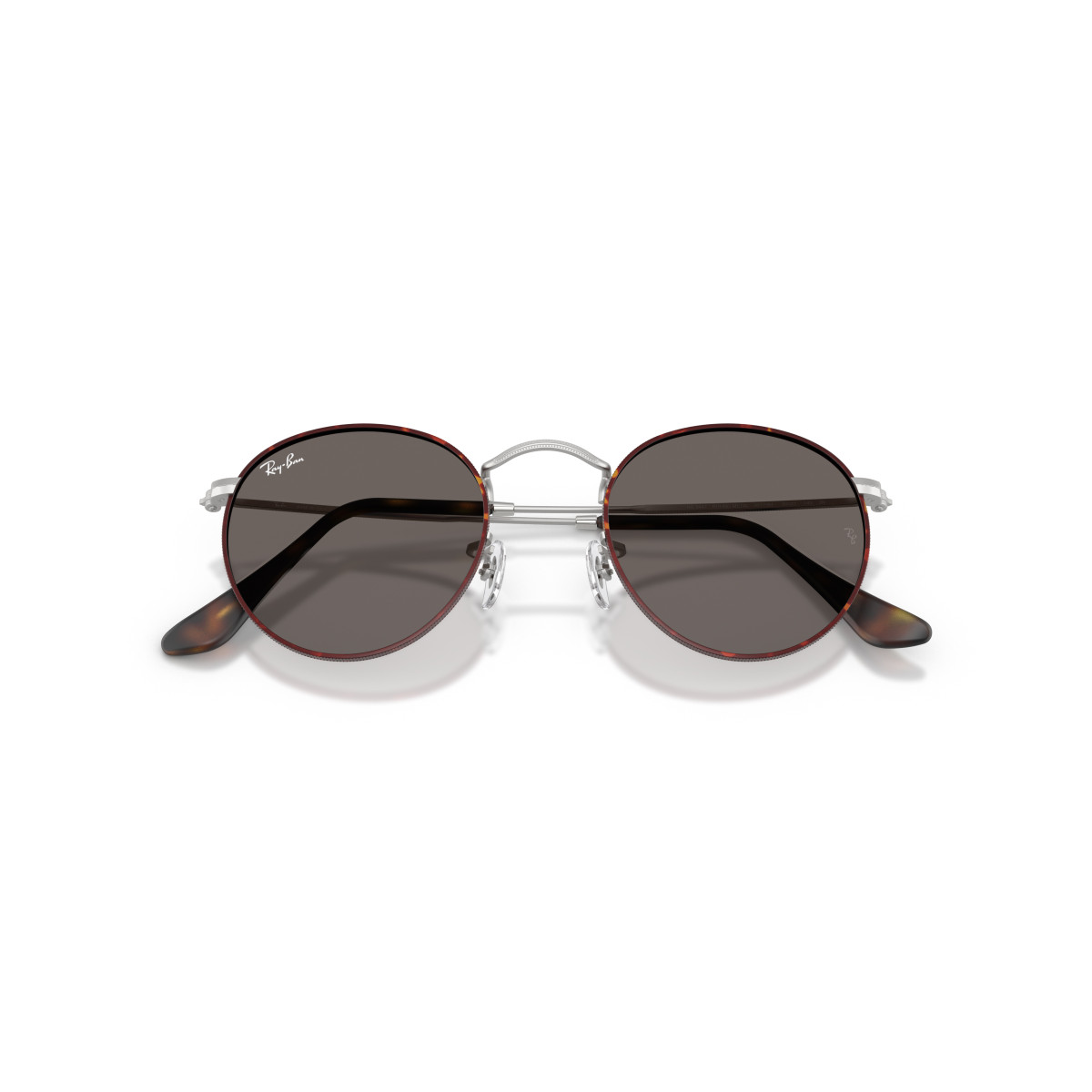 Ray-Ban Round Metal Small saulesbrilles | Matt Havana On Matt Silver - Dark Grey