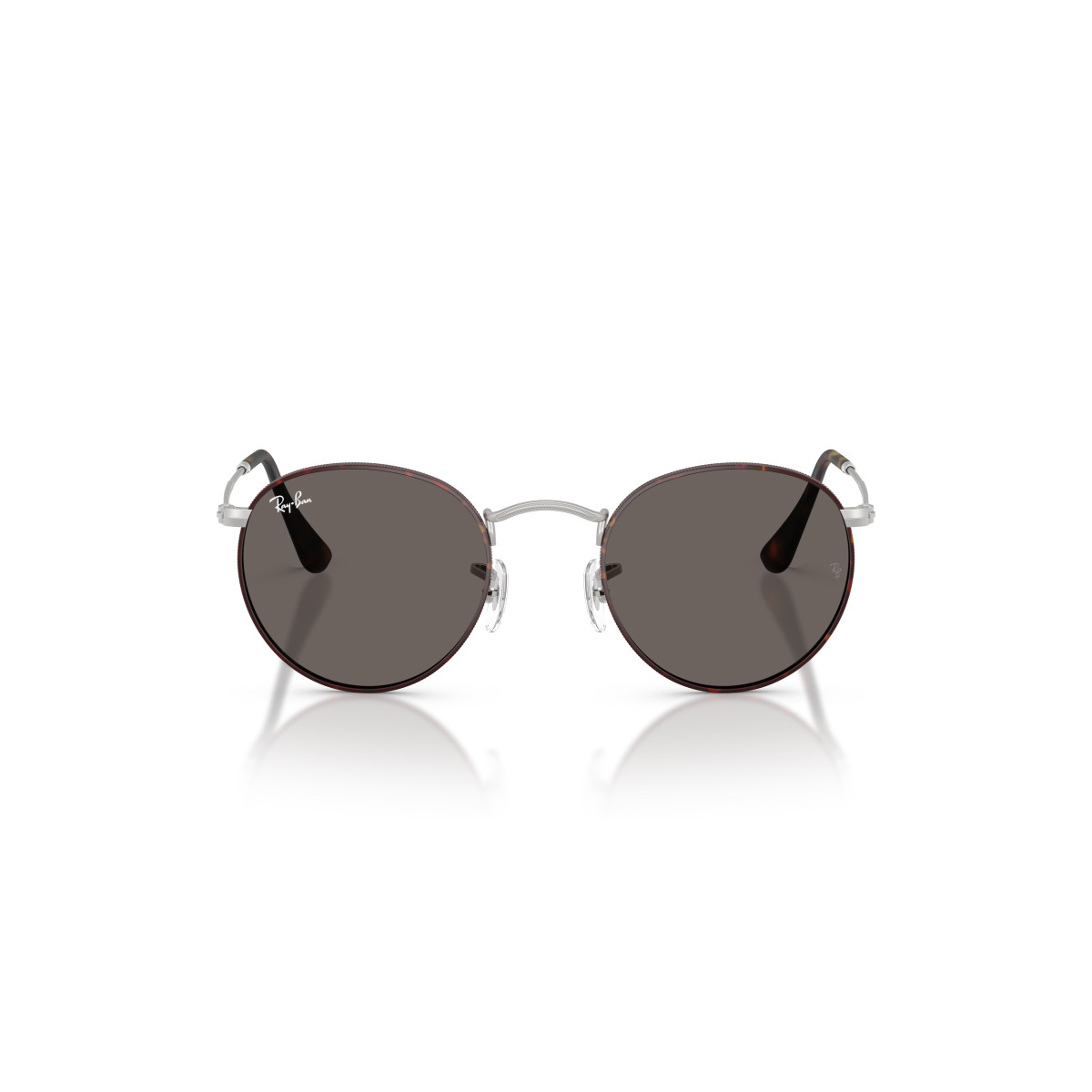 Ray-Ban Round Metal Small saulesbrilles | Matt Havana On Matt Silver - Dark Grey