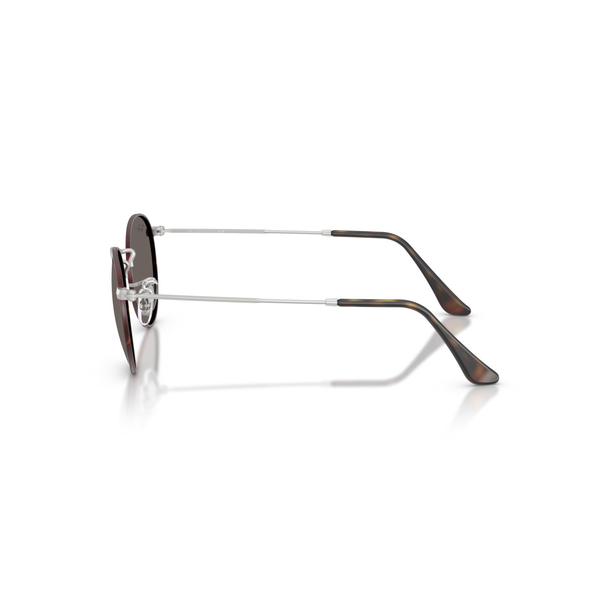 Ray-Ban Round Metal Small saulesbrilles | Matt Havana On Matt Silver - Dark Grey
