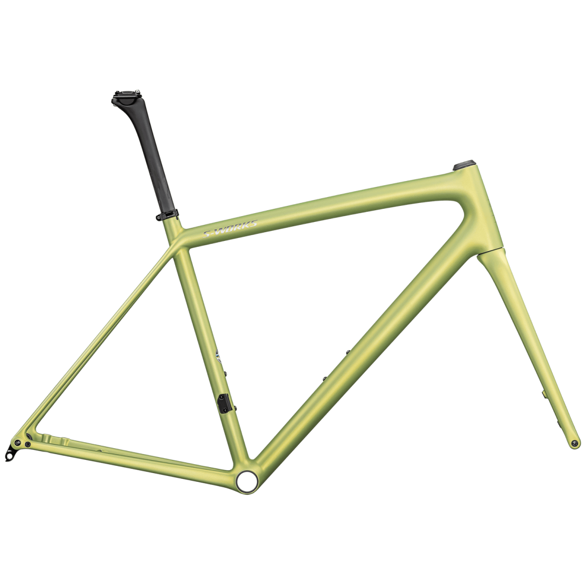 S-Works Aethos rāmis | Satin Silver Dust - Team Yellow