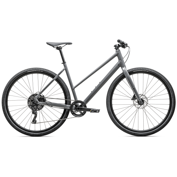 Specialized Sirrus X 3.0 Step-Through fitnesa velosipēds | pelēki pelēks - melns šķidrā metāla atstarojošs materiāls