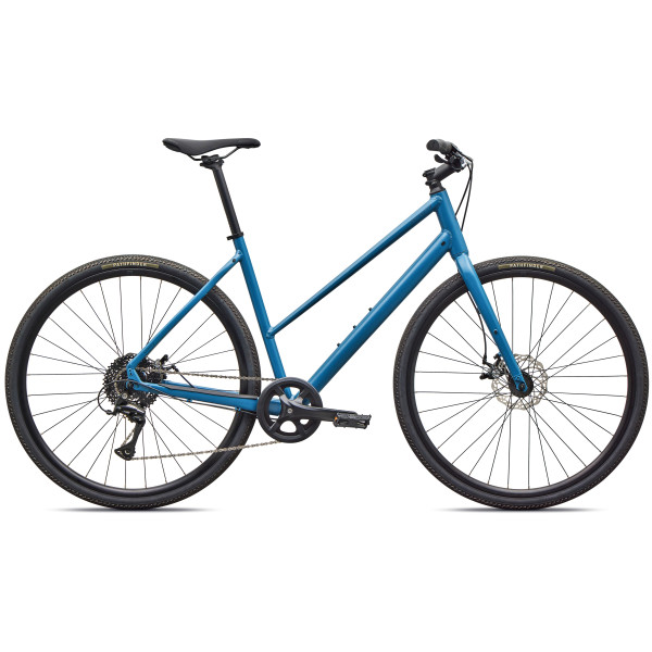 Specialized Sirrus X 1.0 Step-Through fitnesa velosipēds | Satin Grey Blue - Cast Blue Metallic Frost Reflective