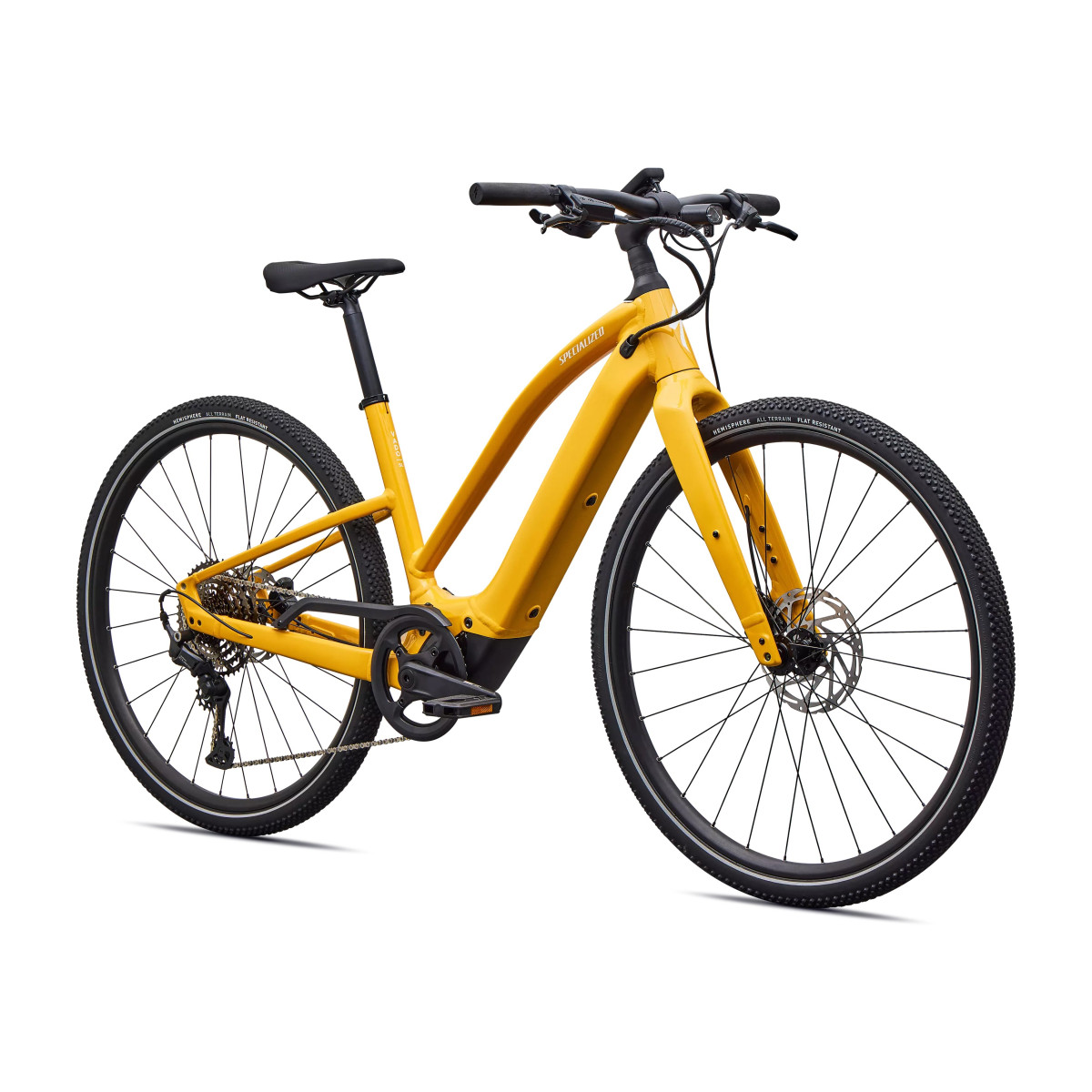 Specialized Turbo Vado SL 2 4.0 Step-Through elektrovelosipēds | Gloss Brassy Yellow - Metallic White Silver Frost Reflective