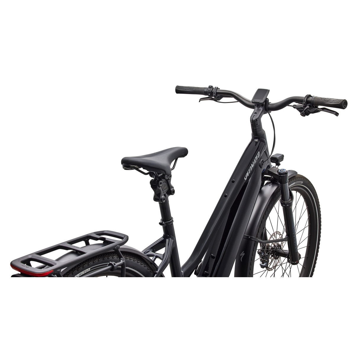 Specialized Turbo Vado 5.0 Step-Through elektriskais velosipēds | Gloss Castblack - Satin Silver Reflective