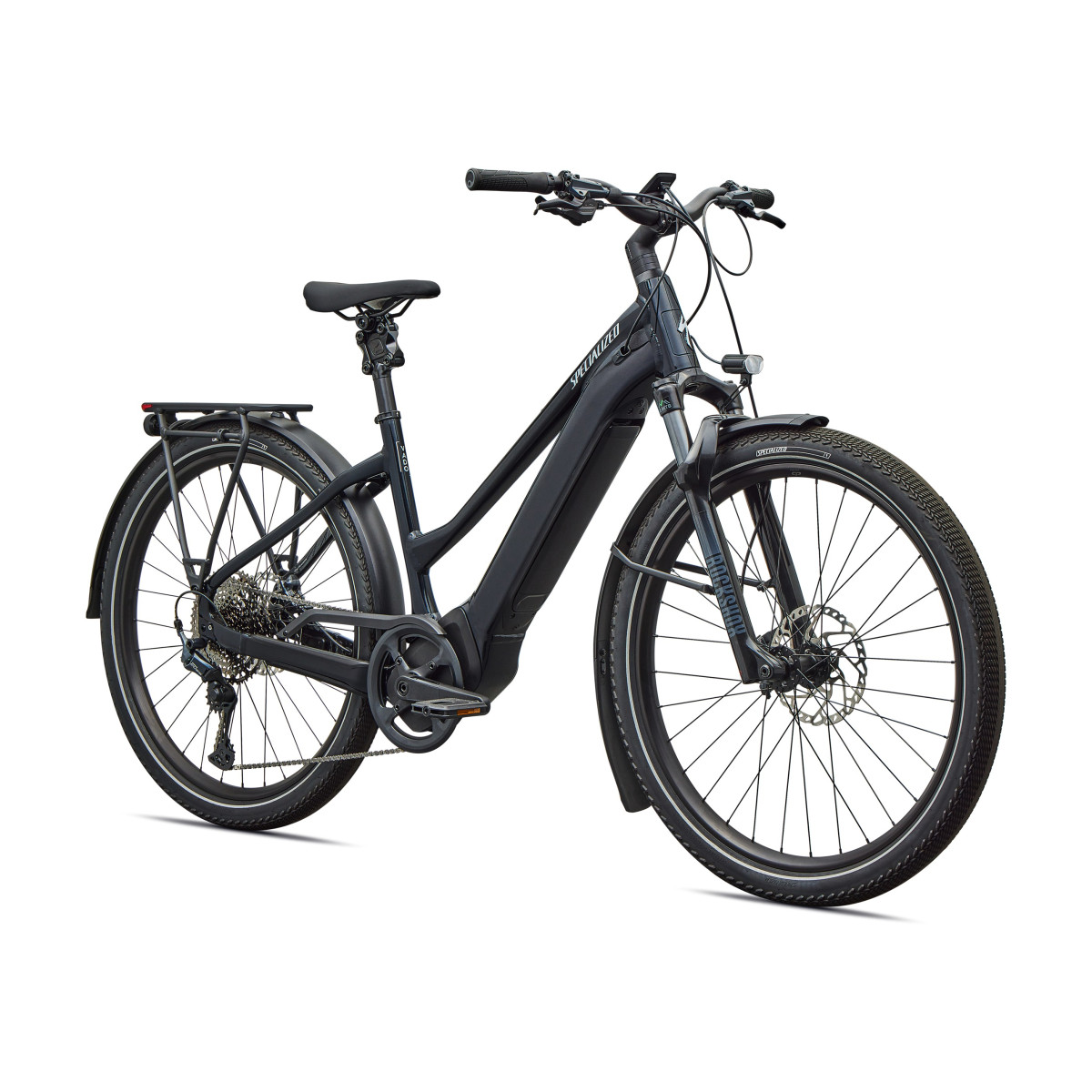 Specialized Turbo Vado 5.0 Step-Through elektriskais velosipēds | Gloss Castblack - Satin Silver Reflective