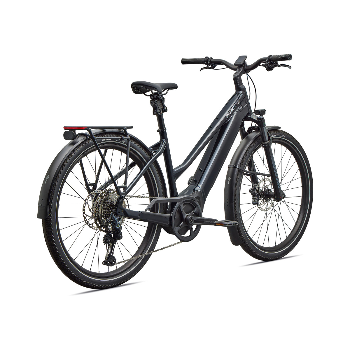 Specialized Turbo Vado 5.0 Step-Through elektriskais velosipēds | Gloss Castblack - Satin Silver Reflective