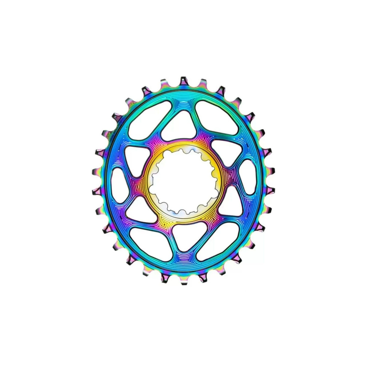 AbsoluteBlack Oval Boost SRAM PVD zobrats | 3 mm nobīde | DM | 1x12/11/10/9 ātrumi | Rainbow
