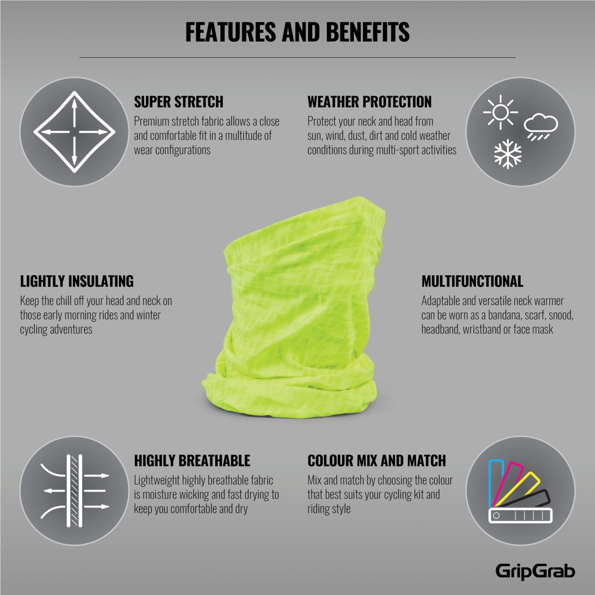 Daudzfunkcionāls kakla sildītājs | Yellow Hi-Vis