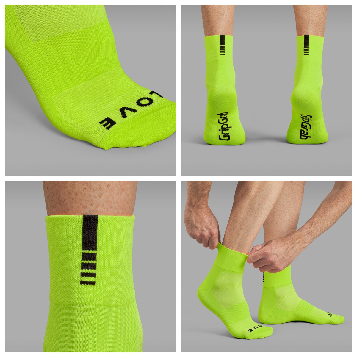 GripGrab Lightweight SL īsās zeķes | Yellow Hi-Vis
