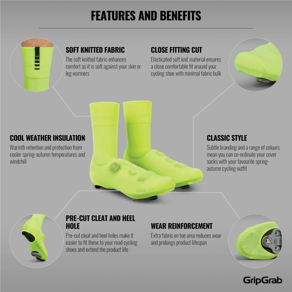 GripGrab Primavera Knitted Spring - Autumn Road mokasīni | Yellow Hi-Vis